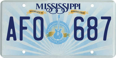 MS license plate AFO687