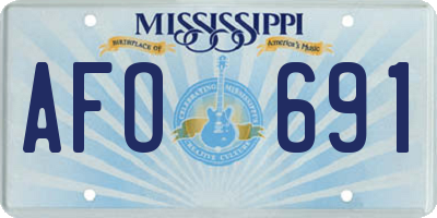 MS license plate AFO691