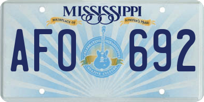 MS license plate AFO692