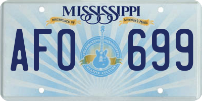 MS license plate AFO699