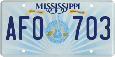 MS license plate AFO703