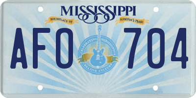 MS license plate AFO704
