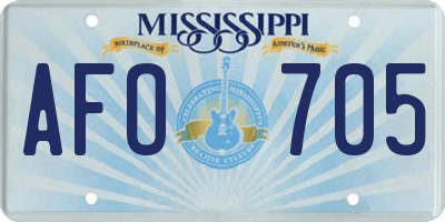 MS license plate AFO705