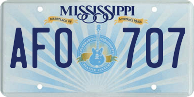 MS license plate AFO707