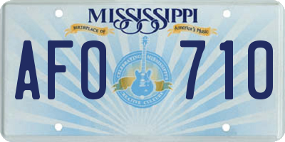 MS license plate AFO710