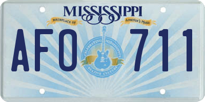 MS license plate AFO711