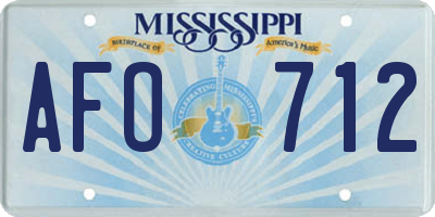 MS license plate AFO712