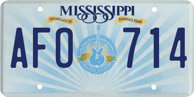 MS license plate AFO714