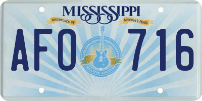MS license plate AFO716