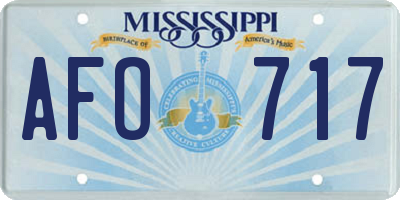 MS license plate AFO717