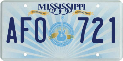 MS license plate AFO721