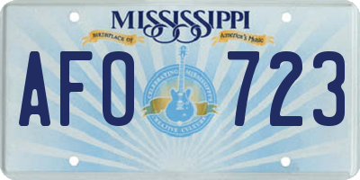MS license plate AFO723