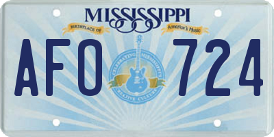 MS license plate AFO724