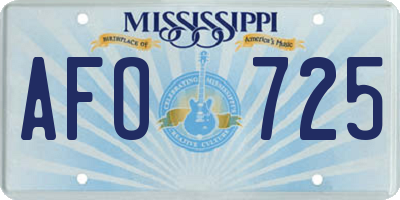 MS license plate AFO725