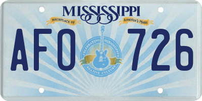 MS license plate AFO726