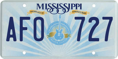 MS license plate AFO727