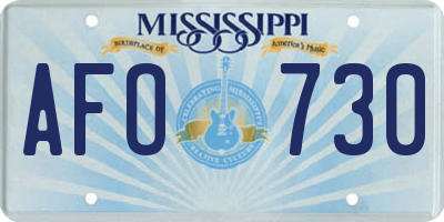 MS license plate AFO730