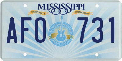 MS license plate AFO731