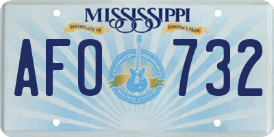 MS license plate AFO732
