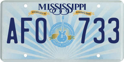 MS license plate AFO733