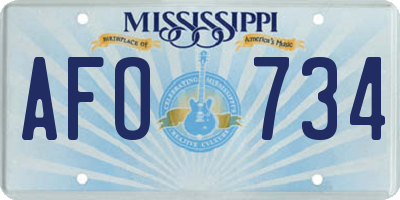 MS license plate AFO734