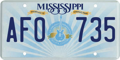 MS license plate AFO735