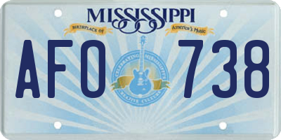 MS license plate AFO738