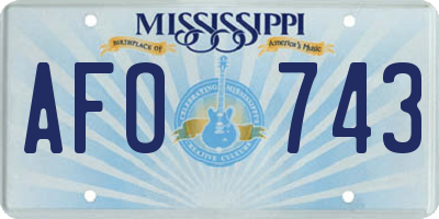 MS license plate AFO743