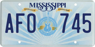 MS license plate AFO745