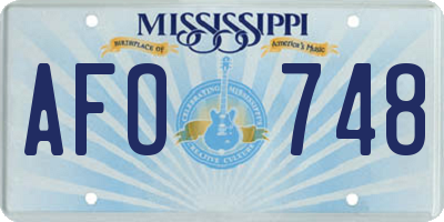 MS license plate AFO748