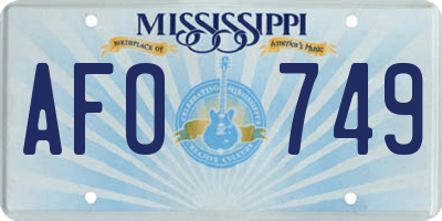 MS license plate AFO749