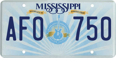 MS license plate AFO750