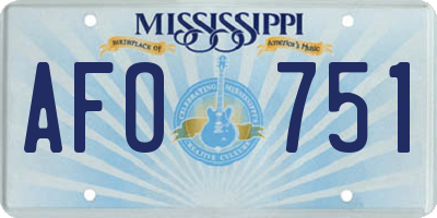 MS license plate AFO751