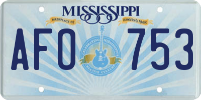 MS license plate AFO753