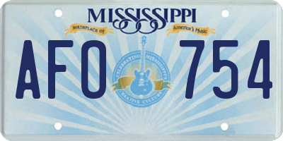 MS license plate AFO754