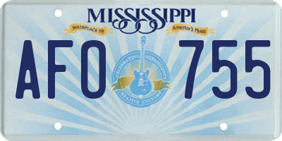 MS license plate AFO755