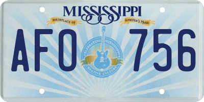 MS license plate AFO756