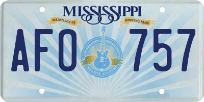 MS license plate AFO757