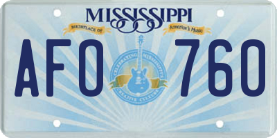 MS license plate AFO760
