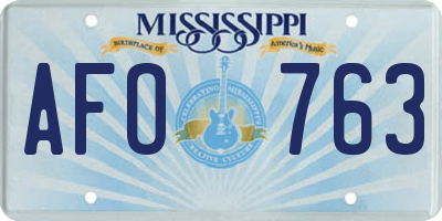 MS license plate AFO763