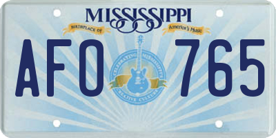 MS license plate AFO765