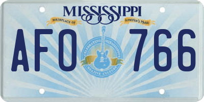 MS license plate AFO766