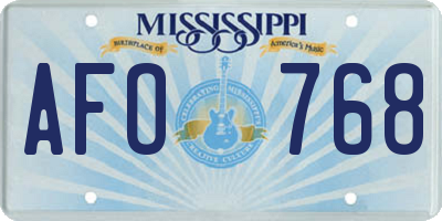 MS license plate AFO768