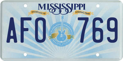 MS license plate AFO769