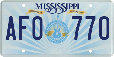 MS license plate AFO770