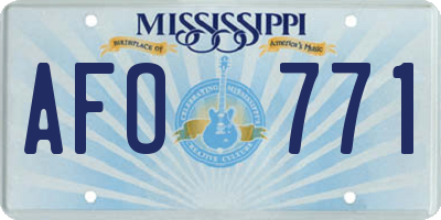 MS license plate AFO771