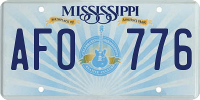 MS license plate AFO776