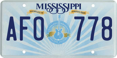 MS license plate AFO778