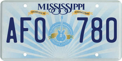 MS license plate AFO780