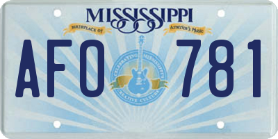 MS license plate AFO781
